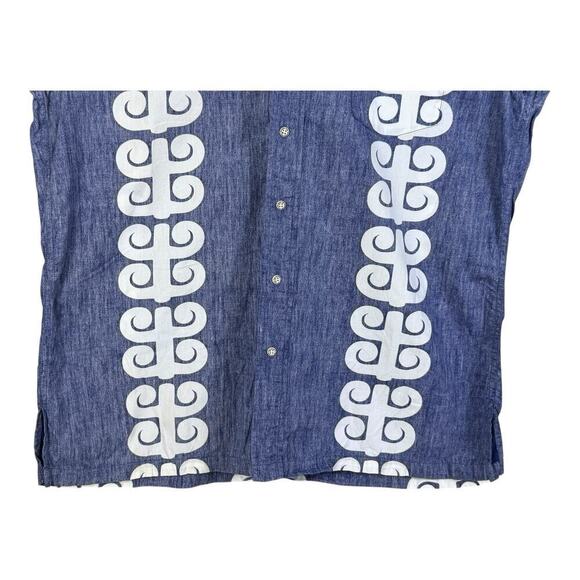 Reyn Spooner Hawaiian Shirt Mens Large Gray Geometric Short Sleeve Button Up - Picture 3 of 12